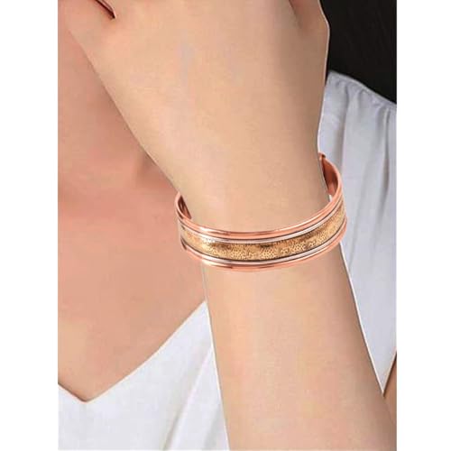 Image of Touchstone copper bracelets | gift for men women |adjustable 100% pure solid real magnetic jewelry | handmade bracelet set combo | rope braided tibetan bangles.