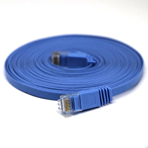1M/2M/3M/5M/10M/15M/20M RJ45 CAT6 Ethernet Network LAN Cable Flat UTP Patch Router Interesting Lot ,Tuscom (1M, Blue)
