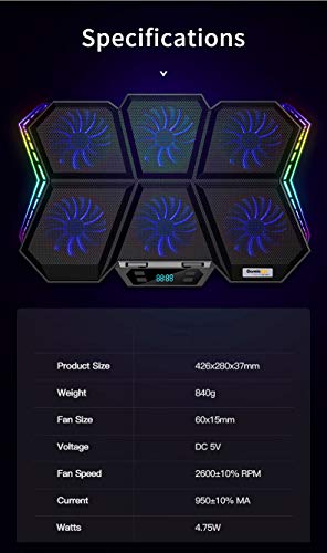 Cosmic Byte Meteoroid RGB Laptop Cooling Pad with 6 Fan Upto 17 inch laptops (Black/Blue) - Image 5