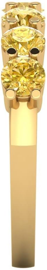 Clara Pucci 14K Yellow Gold Stacking Vintage Natural Citrine Eternity Wedding Band (1.19 cttw)