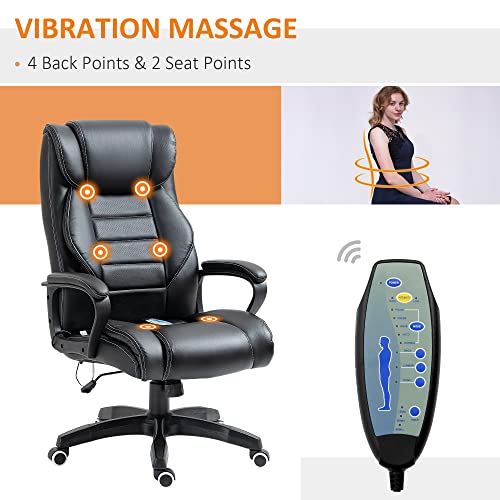 Vinsetto High Back Executive Office Chair 6- Point Vibration Massage Extra Padded Swivel Ergonomic Tilt Desk Seat, Black Vinsetto High Back Executive Office Chair 6- Point Vibration Massage Extra Padded Swivel Ergonomic Tilt Desk Seat, Black
