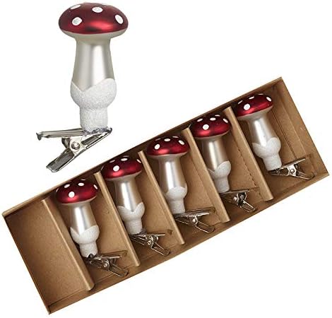 Heaven Sends Glass Toadstool Red and White Spotty Christmas Clips -Set of 6