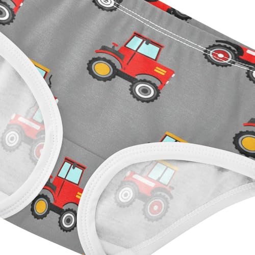 Cute Cartoon Red Tractors Gray Panties for Girl Toddler Underwear Floral Cotton Cartoon Kids Undies Briefs 2t4