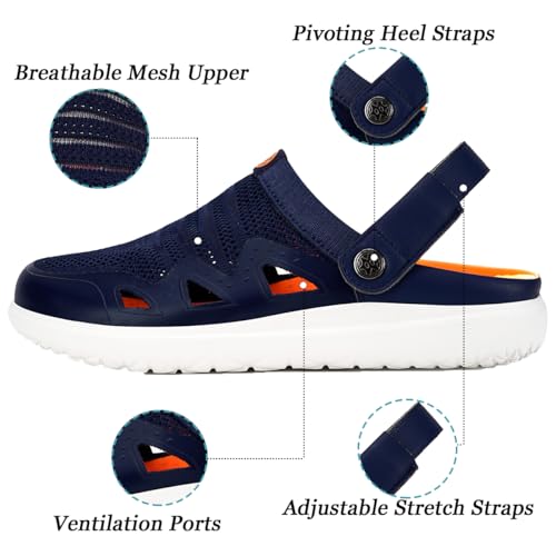 Image of Eagsouni Mens Womens Arch Support Garden Clogs | Removable Insole,Waterproof Garden Shoes,Breathable Mesh Clogs,Slip On Sandals,Unisex Summer Clogs,Adjustable Heel Strap