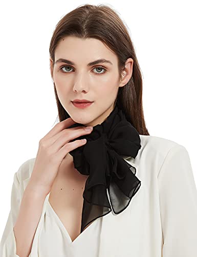 Black Chiffon Scarf For Women - Pantonight Fashionable Soft Chiffon Scarf For Women Black Solid Color (065 Plain Black S) #TOP1