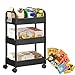 Generico Carrello Multiuso In p-lastica A 3 Ripiani Con Maniglia, Carrello Multifunzionale Per Snack, C-arrello Portlibri, Organizer Mobile, C-arrello Su Ruote Per Nursery, Cucina, Soggiorno, Bagno immagine