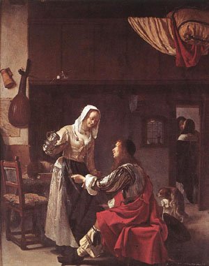 Peinture à l'huile Brothel Scene 1658 Frans Van Mieris reproduction tableau toile 36x48