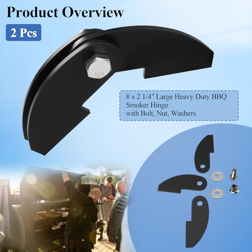 2 Pcs 8 x 2 1/4" Heavy Duty BBQ Smoker Hinge Fit for Burn Shop BBQ Smoker by WFCYX - Used condition - Image 2