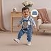 Himllauen Baby Jungen Kleidung Strampler Latzhose und Hut Set 3-teilige Bekleidungssets für Jungen Baby Set Neugeborene Geschenk Baby Klamotten Junge (Blau Elefant, 0-3 Months)