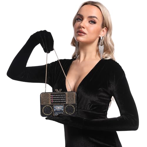 Image of Boutique De FGG Retro Mini Crystal Clutch Purses for Women Luxury,Novelty Rhinestone Evening Bag,Formal Party Clutch Handbag
