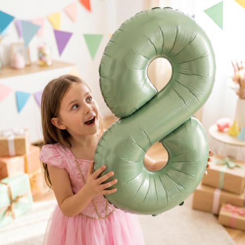 Image of YPSelected 32 Inch Large Foil Helium Number Balloon Birthday Wedding Party 0-9 (Olive Green, 8)