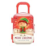 ARJEU Maleta Navideña para Mini Muñecas, Baúl De Plástiico Y Metal con Polea, Bolso Portátil Y Ligero para Muñecas, Dulces Y Un Elegante Joyero.