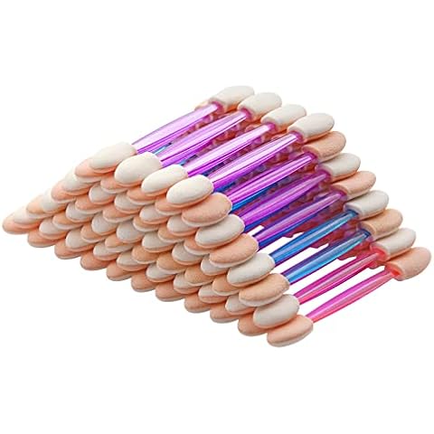 Cuttte 60PCS Disposable Dual Sides Eye Shadow Sponge Applicators, 3 Colors Eyeshadow Brushes Makeup Applicator (Pink, Purple, Blue) Cover