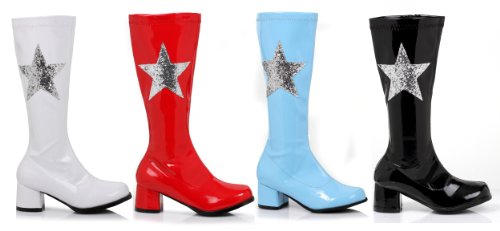 Ellie Shoes Kids Retro 70s Girls Glitter Star Light Blue Patent Go Go Boots2