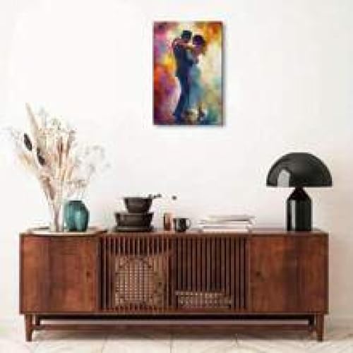 Tableau abstrait couple dansant 70x90cm toile decoration murale salon - 4