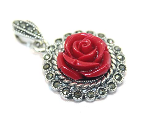 Pendentif en argent sterling 925 et citrine véritable avec fleurs en résine faites main