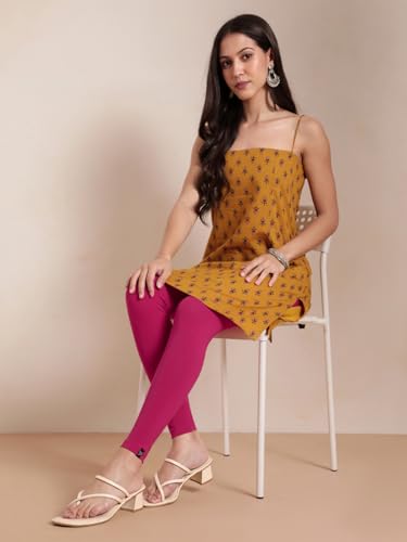 Image of TWIN BIRDS Super Stretchable Cotton Elasthane Fabric Ankle Length Leggings for Women