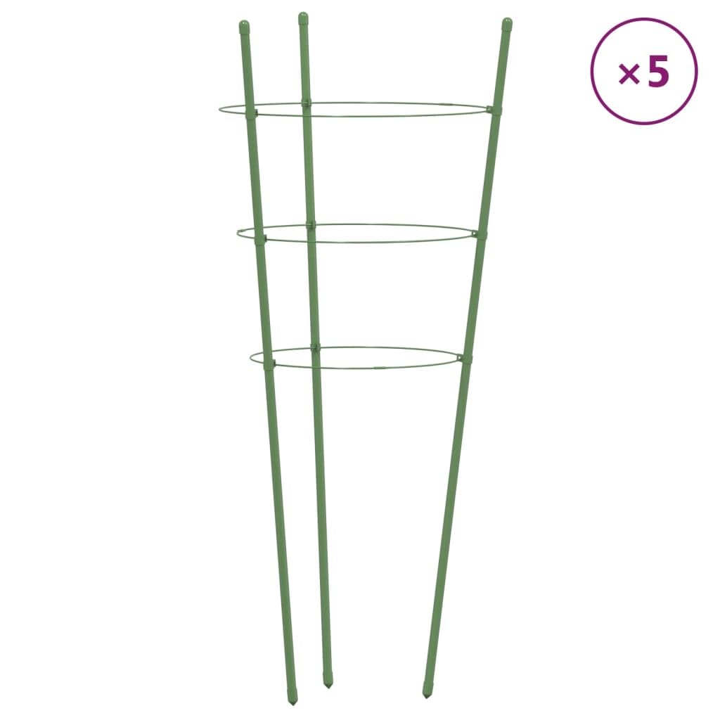 Soportes resistentes para plantas trepadoras, con 3 anillos para verduras, 5 unidades de acero para tomates y pepinos
