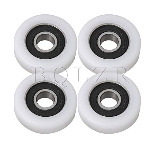 Window Roller 4Pcs 36X10X10.5mm White 6000Zz Flat Guide Sealed Rail Bearing Pulley - (Inner Diameter: 10mm; Outer Diameter: 36mm)