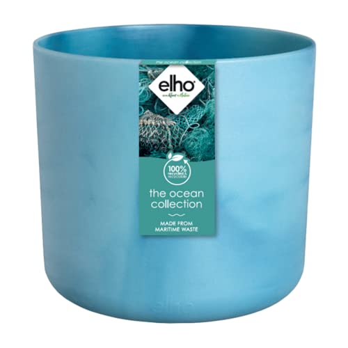 Elho The Ocean Collection - Maceta redonda de 22 cm, maceta para interiores, macetas hechas con residuos marinos, material 100% reciclado, azul/azul atlántico, 22 Cover