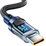 USB to USB C Cable 6.5FT 120W Charger Cables with Display High Speed Type C Charger Cord Fast Charging for Phone (1M/3.3FT)
