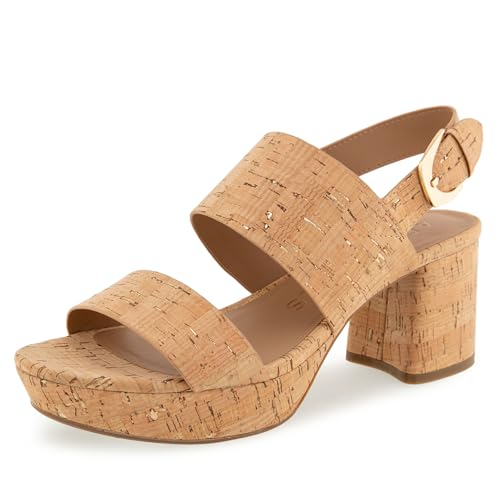 Aerosoles Women's CAMILIA Heeled Sandal, Cork/Gold Fleck, 7 Wide