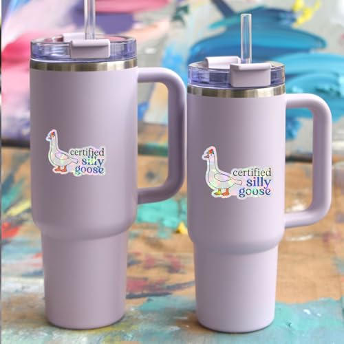 Image of 3pcs Certified Silly Goose Funny Sticker Pack, Meme Animal Humor Design, Die Cut Waterproof Vinyl Decal for Laptop, Water Bottle, Phone, Window, Helmet, Goose Lover Gift 3 Inches