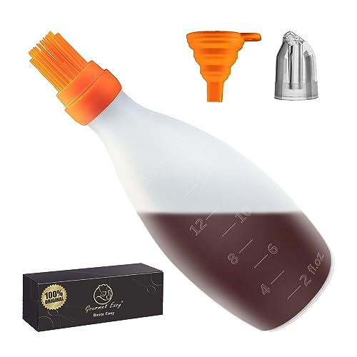 Pinceau en silicone avec distributeur [solution 2 en 1] | Pinceau à barbecue/pinceau à pâtisserie pour un revêtement rapide & sans effort | Pinceau BBQ 100% sans BPA & résistant à la chaleur
