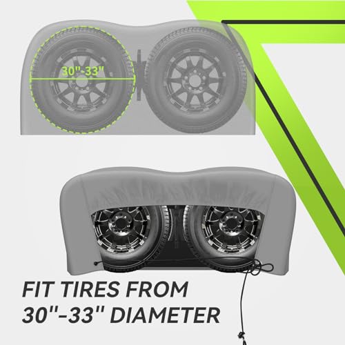 Image of RVMATE RV Tire Covers, Dual Axle Wheel Cover (2 Pack) Fits 30 inch-33 inch Diameter Tires, Waterproof Anti-UV Grey Dual Tire Covers RV Accessories for Truck /Trailer