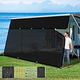 Glamful Toldo para caravana con cremallera, color negro