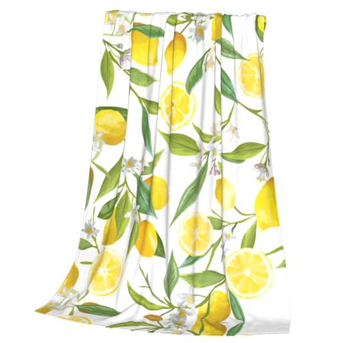 Couverture polaire légère lit jeté de canapé imprimé citrons - 4