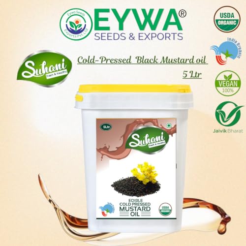 Image of Organic Black Mustard Oil (5 Liter) Cold Pressed /Wood Pressed Oil | sarso /Mustard kachi Ghani ka tel by (Suhani) Eywa