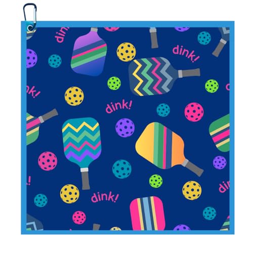 Servilletas de pickleball con estampados de moda - Lindas toallas deportivas de microfibra y algodón con mosquetón - accesorios de pickleball, regalos para jugadores de pickleball (38 x 43 cm,