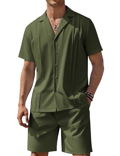 COOFANDY Mens Two Piece Outfits Sets Vacation Outfits Short Sleeve