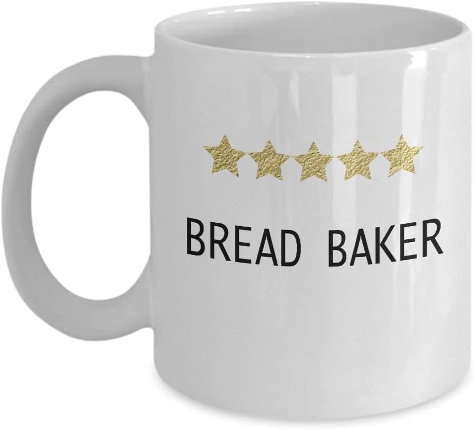 Giftme Five Star Bread Baker Birthday, Christmas Coffee Tea Mug Unique 11oz White Ceramic Mug.