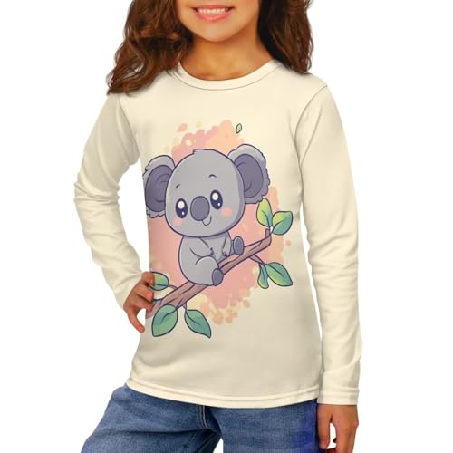 Image of Girls Long Sleeve Shirt with Cute Graphic Casual Pullover Tops 3-16Y