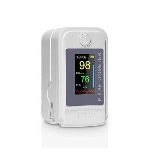 GIZMORAC Fingertip Pulse Oximeter with TFT Color Display, SpO2 Pulse Rate & Perfusion Index Monitor, Adjustable Alarm Settings, Auto Off, Portable Blood Oxygen Meter