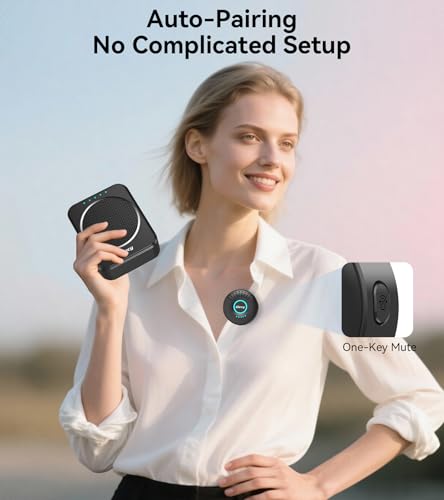 Giecy Sprachverstärker mit Kabellosem Lavalier-Mikrofon Tragbar, DSP Anti-Feedback, 2800mAh Akku, PA-System für Lehrer, Führungen, Präsentationen, Outdoor