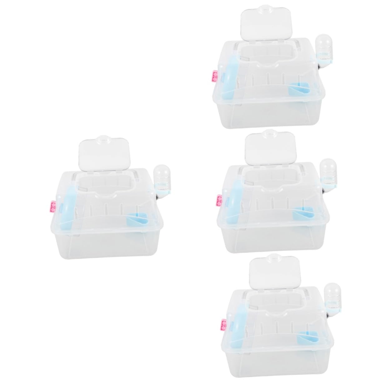 HANABASS 4piezas Transportín para Hámster y Pequeñas Mascotas Jaula Portátil Transparente Resistente y Multifuncional para Viajes para Cobayas y Chinchillas Diseño Práctico y