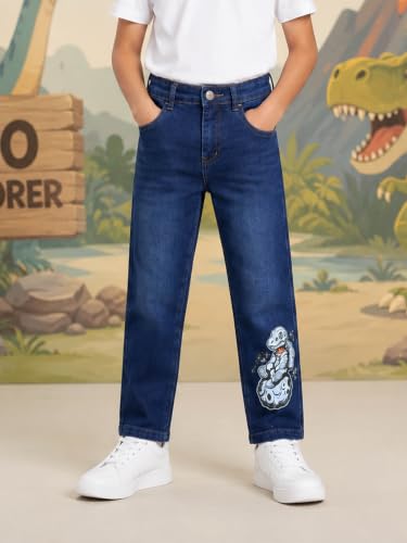 Image of KiddoPanti Boys Regular Fit Denim Pant | Stretch Poly Cotton Denim | Regular Fit Full Length Pant | Back Elasticated & Button with Zip Open Fly