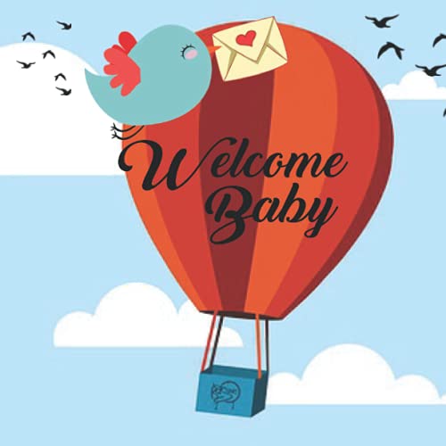 Hot Air Balloon Baby Shower Guest Book: Blue Cover Baby Shower Guest Register Keepsake