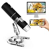 Wireless Digital Microscope, Handheld USB Microscope Camera with 8 Adjustable LED Lights HD Wi-Fi Endoscope 50 to 1000x Magnification for Android, iOS Phone,Ipad, Tablet