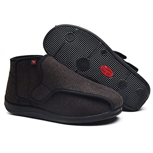 Zdcdy Zapatos Diabeticos Invierno Extra Ancha para Mujer, Fácil Cierre Diabético Obesidad Zapatillas con Cierre Ajustable De Vel-CRO, Cómodas Pantuflas para Diabéticos Antideslizantes,Brown-44 Cover