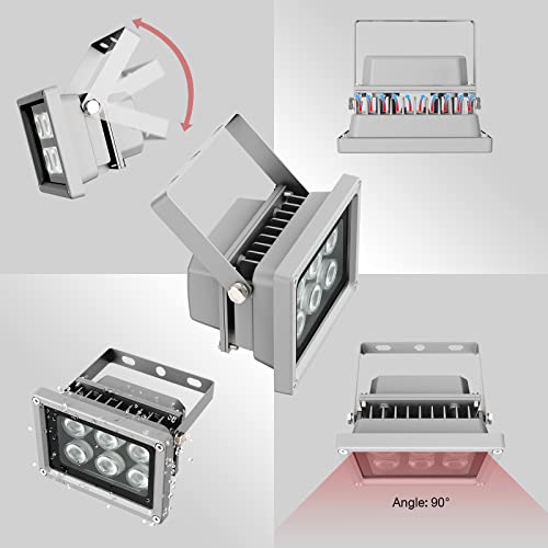 Univivi Infrared Illuminator, 850Nm 6 Leds 90 Degree Wide Angle Ir Illuminator For Night Vision,Waterproof Led Infrared Light For Ip Camera,Cctv Security Camera #TOP4