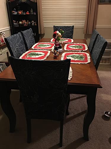 SoulFeel 6 x Soft Spandex Fit Stretch Short Dining Room Chair Covers with Printed Pattern, Banquet Chair Seat Protector Slipcover for Home Party Hotel Wedding Ceremony (Style 11)