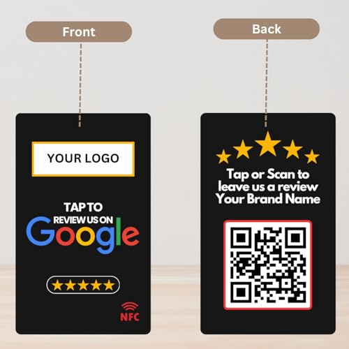 Image of Review NFC Card | with QR | Customized with Logo | 4K UV Printed | Black