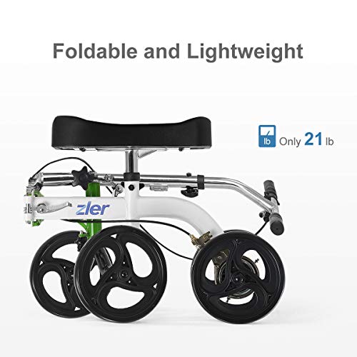 Zler Knee Scooter, Deluxe Steerable Knee Walker Knee Scooter Knee Cycle Leg Walker Crutch Alternative Green #TOP2