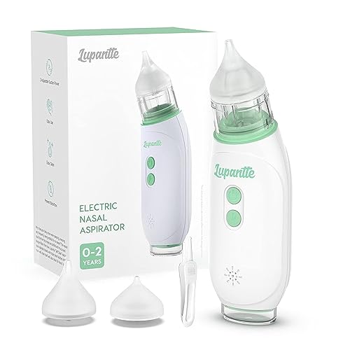 Image of Baby Electric Nasal Aspirator, Lupantte Rechargeable Baby Nose Sucker, Electric Nose Aspirator for Toddler, Clean Mucus/Snot, with Music and Light Function, 3 Gears Adjustable, 2 Different Nozzles
