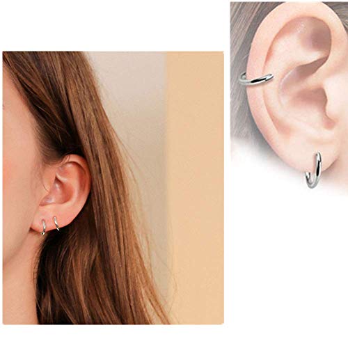 Elicola 6 Pairs Clip On Hoop Earrings Non Piercing Earrings Set for Women Girls, Silver 13-50MM