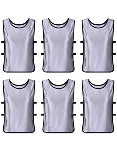 TopTie Scrimmage Training Vests Soccer Bibs Set of 6-Silver-Child